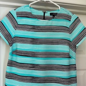 Boxy teal and black stripe The Limited shirt in XS